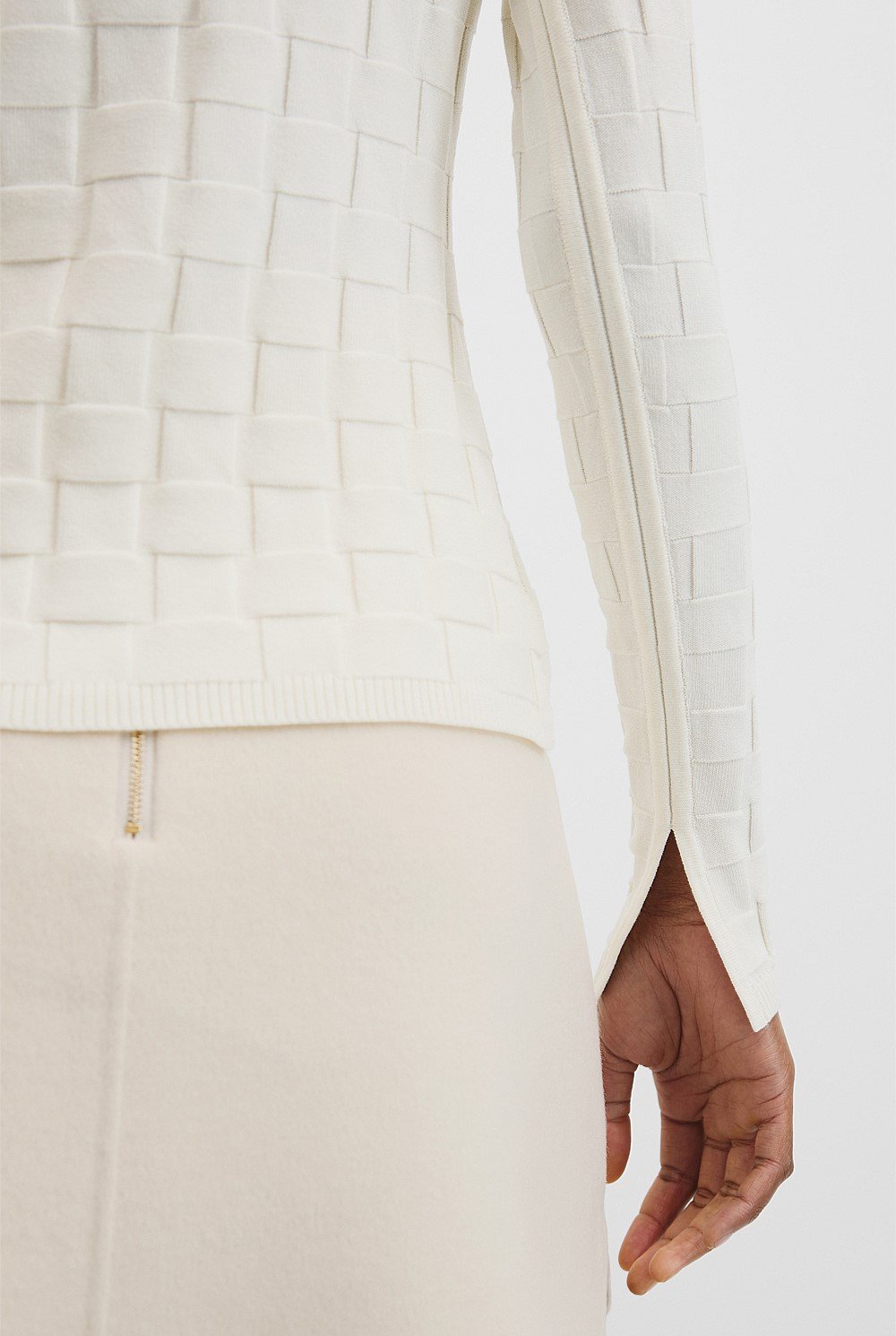 Basketweave Long Sleeve Knit