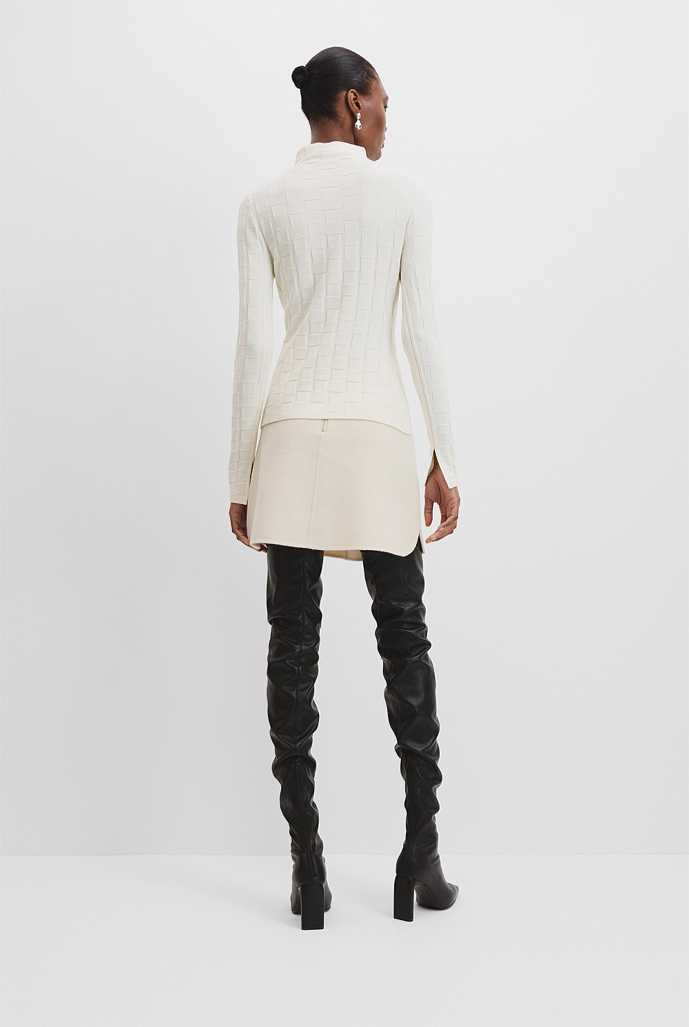 Basketweave Long Sleeve Knit