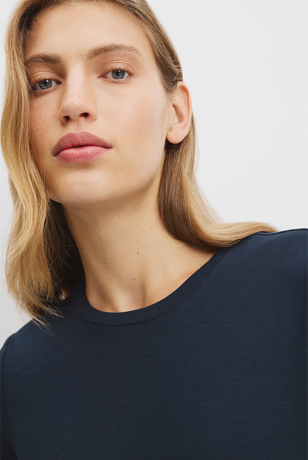Australian Good Earth Cotton Textured Slub Long Sleeve T-Shirt