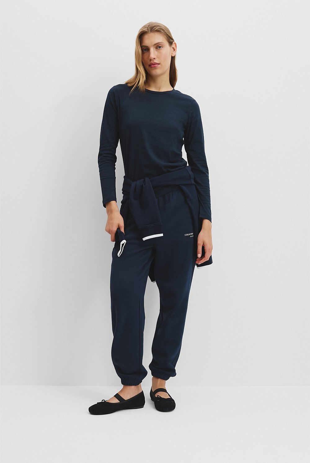 Australian Good Earth Cotton Textured Slub Long Sleeve T-Shirt