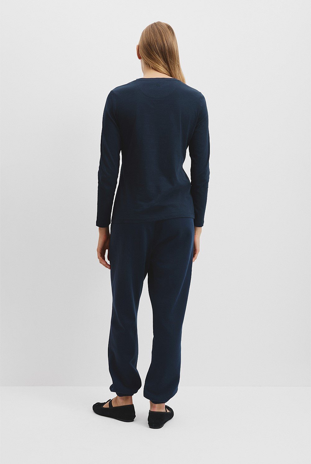 Australian Good Earth Cotton Textured Slub Long Sleeve T-Shirt