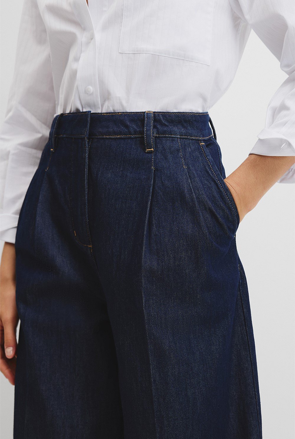 Pleated Denim Trouser