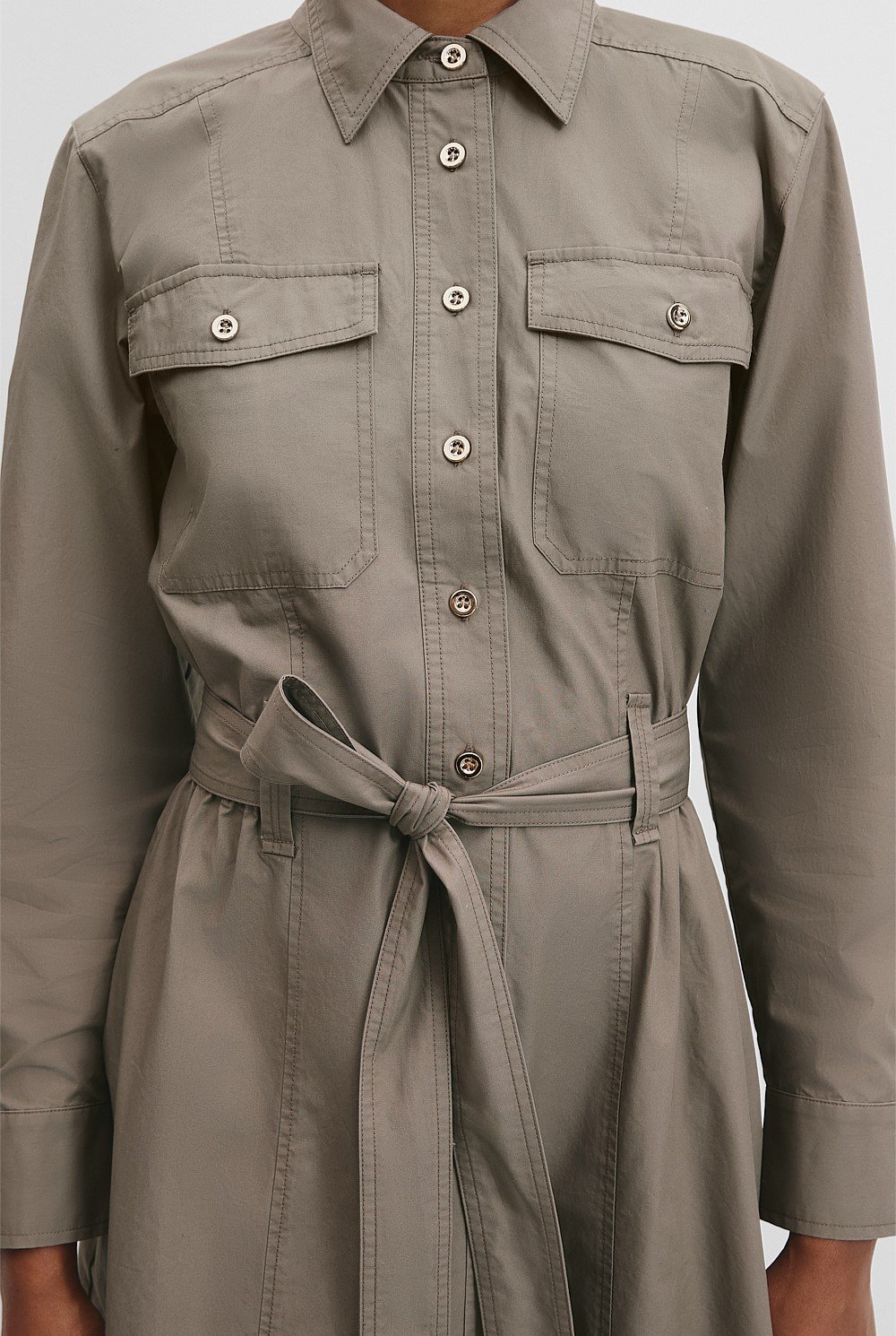 Belted Cotton Midi Dress