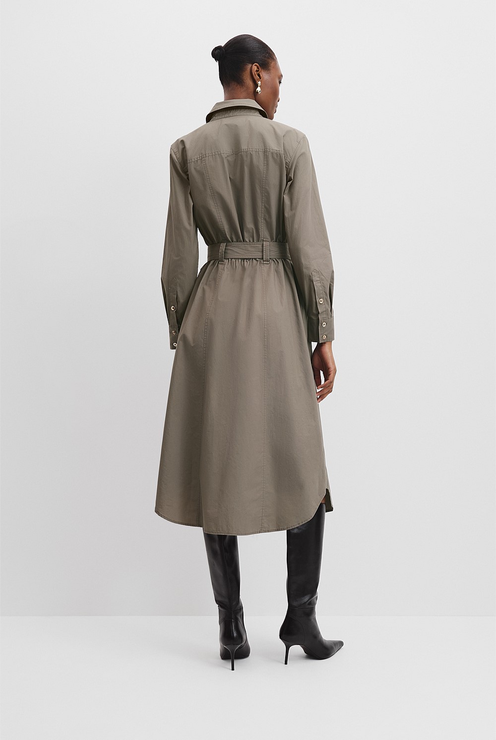 Belted Cotton Midi Dress
