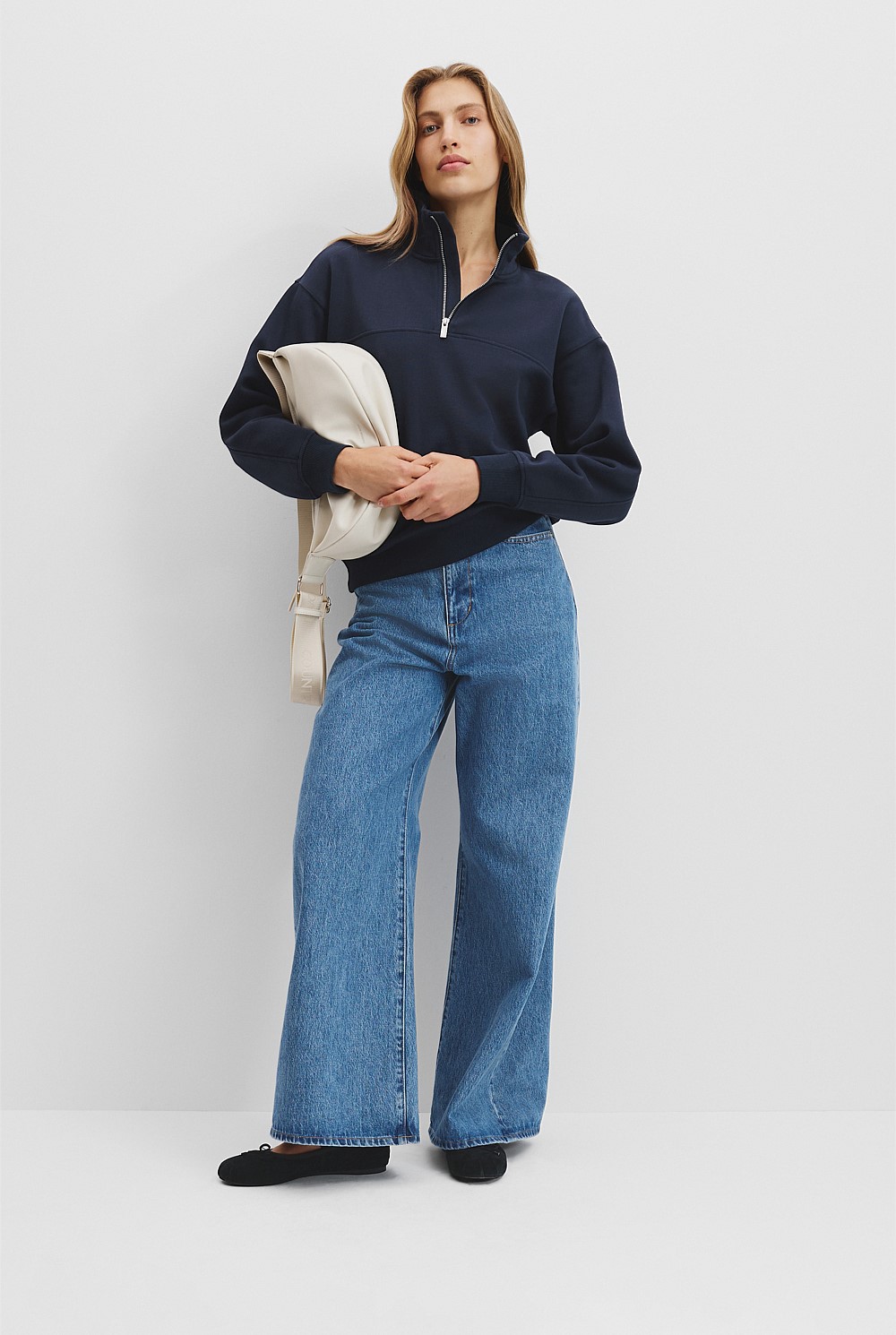 Australian Cotton Logo Neck Zip Sweat