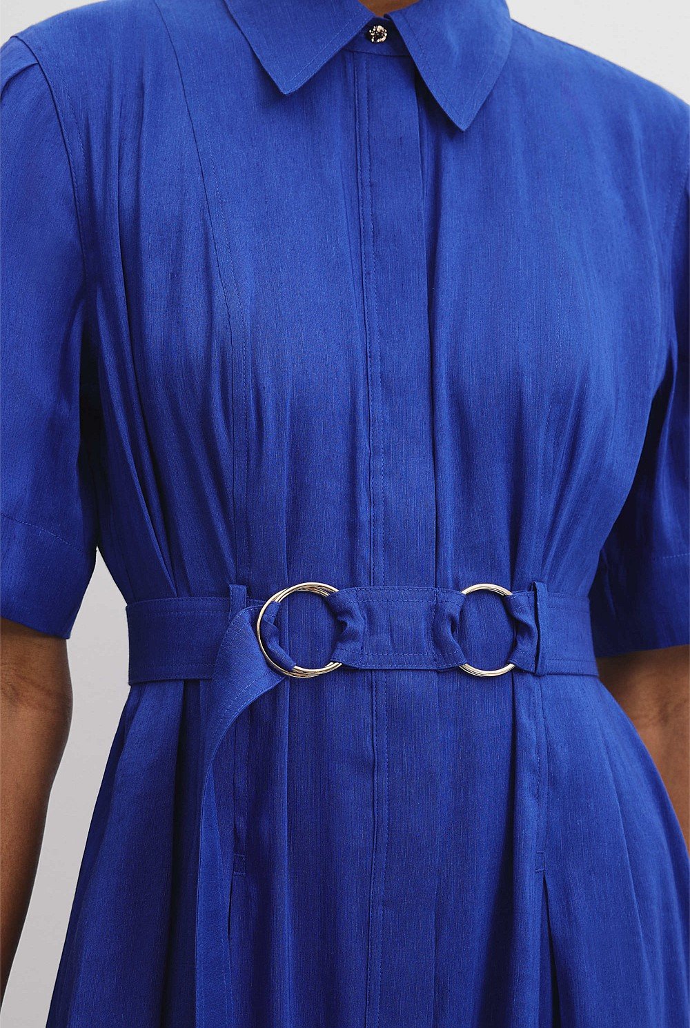 Organically Grown Linen Blend Fluid Shirt Dress