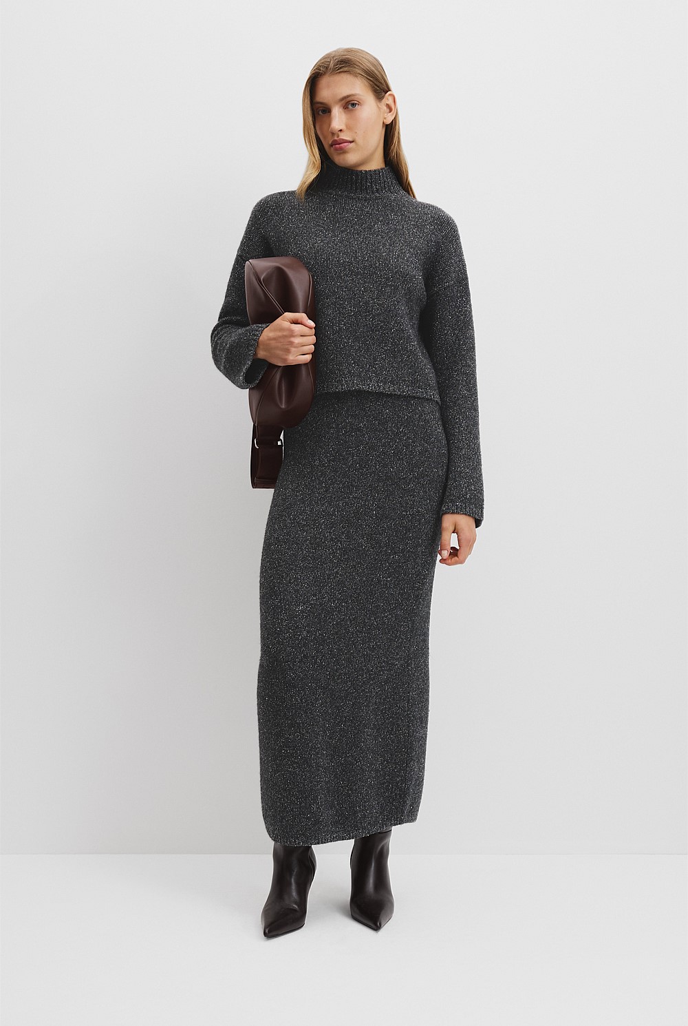 Melange Mock Neck Knit