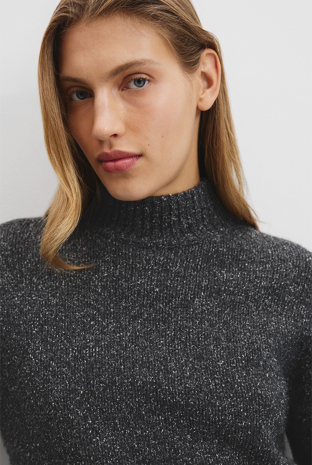 Melange Mock Neck Knit