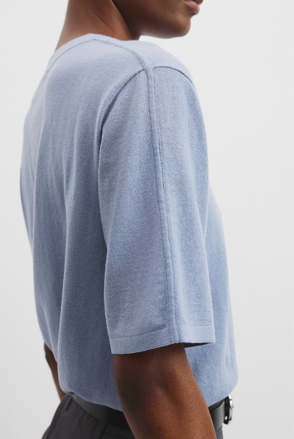 Organically Grown Cotton Cashmere Blend Knit T-Shirt