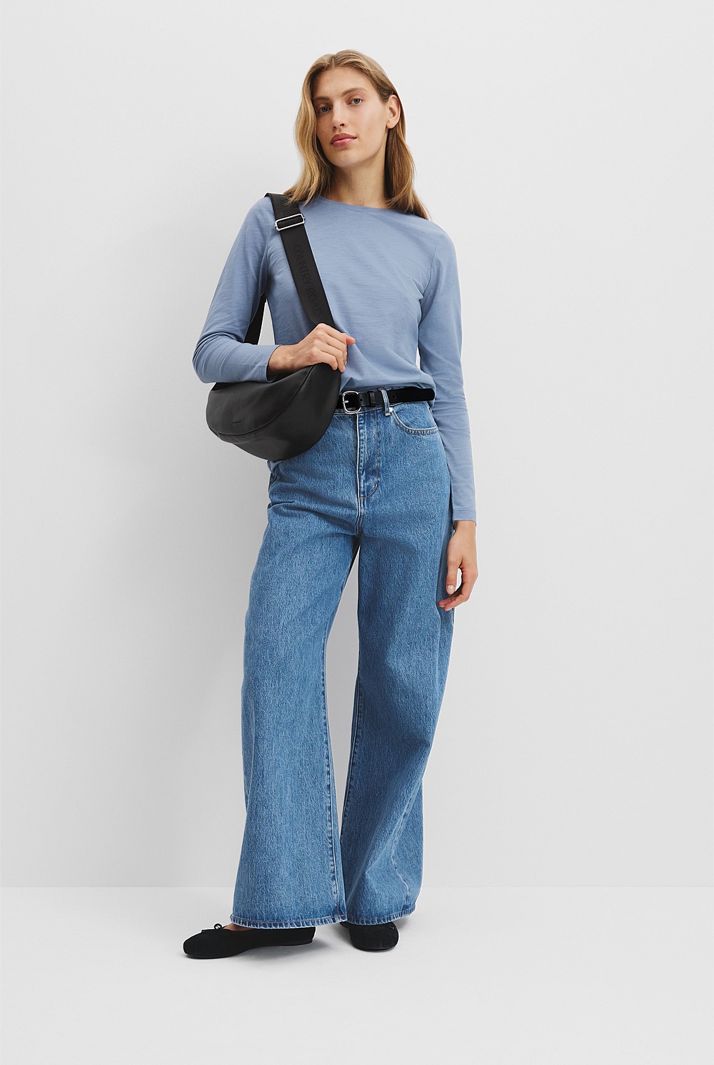 Australian Good Earth Cotton Textured Slub Long Sleeve T-Shirt