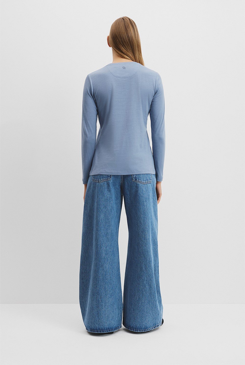 Australian Good Earth Cotton Textured Slub Long Sleeve T-Shirt