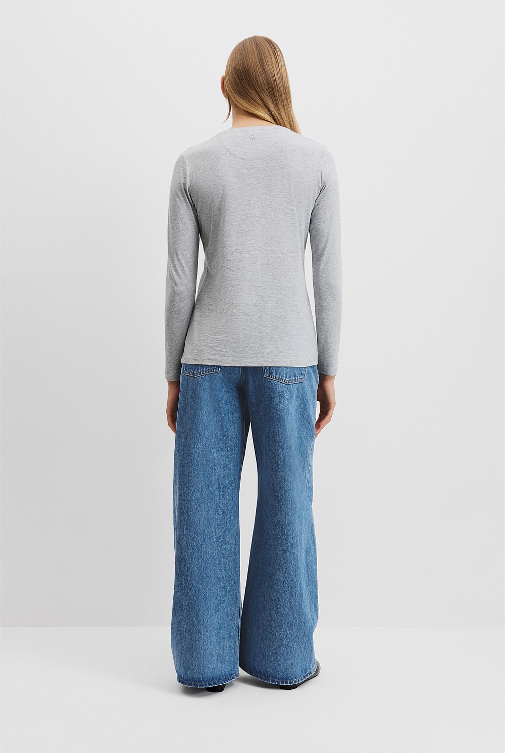 Australian Good Earth Cotton Textured Slub Long Sleeve T-Shirt