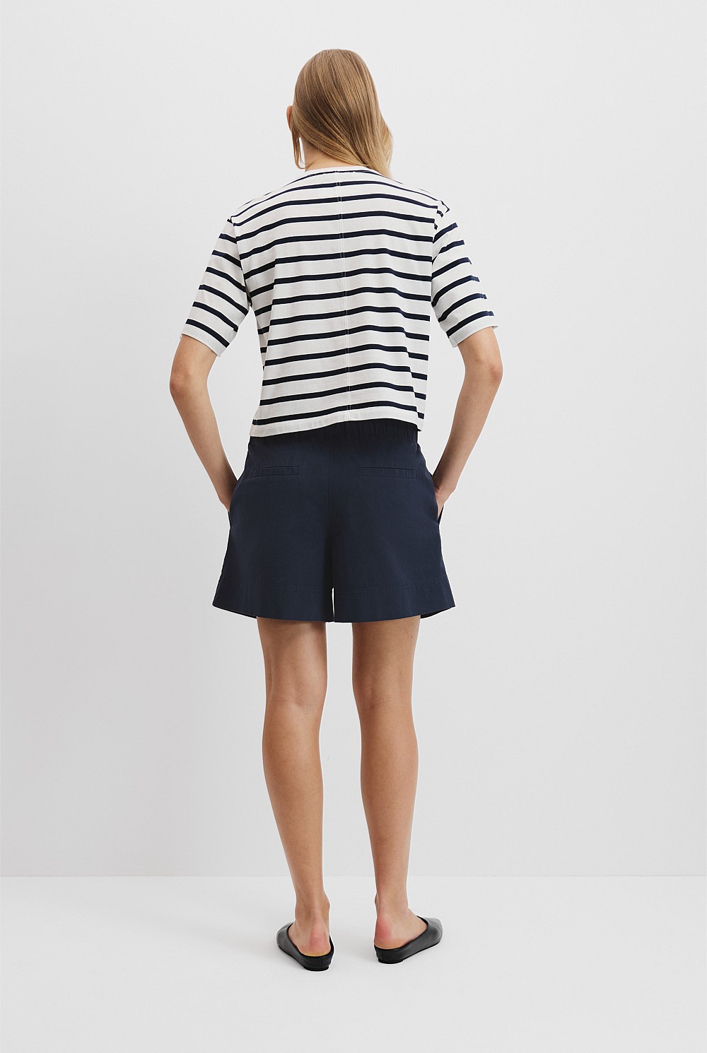 Australian Cotton Relaxed Crop Stripe T-Shirt