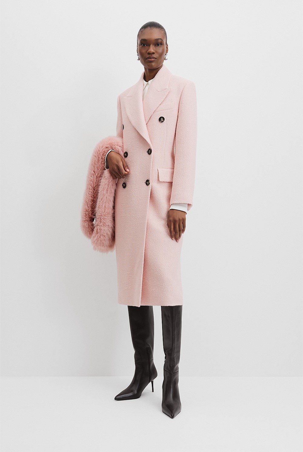 Double-Breasted Boucle Coat