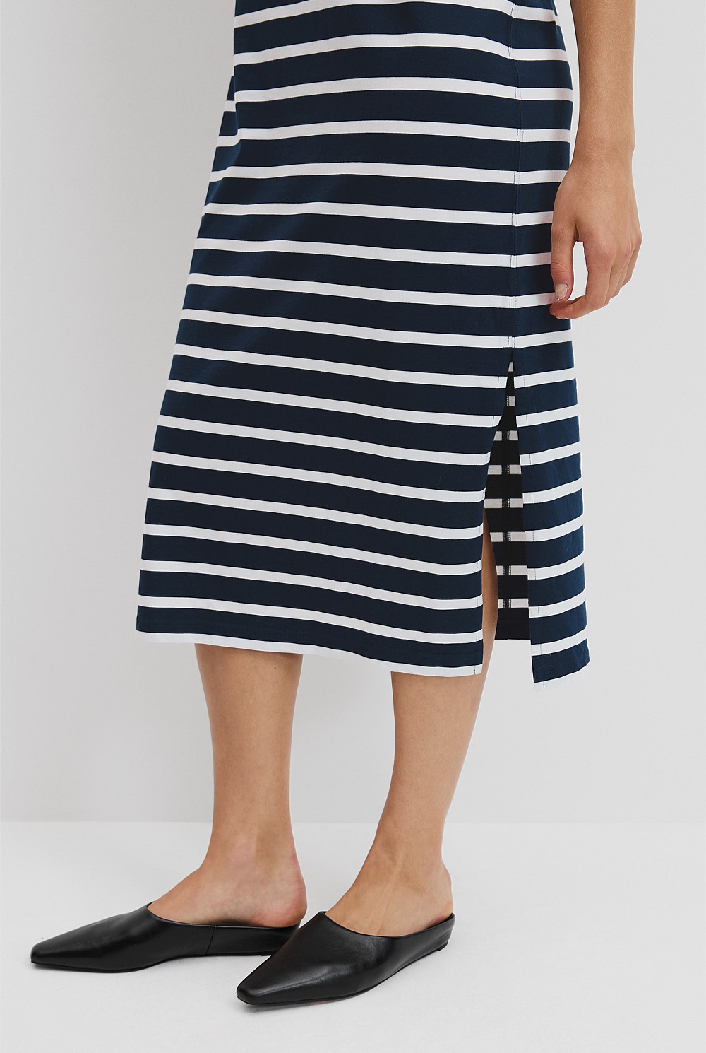 Australian Cotton Stripe Midi T-Shirt Dress
