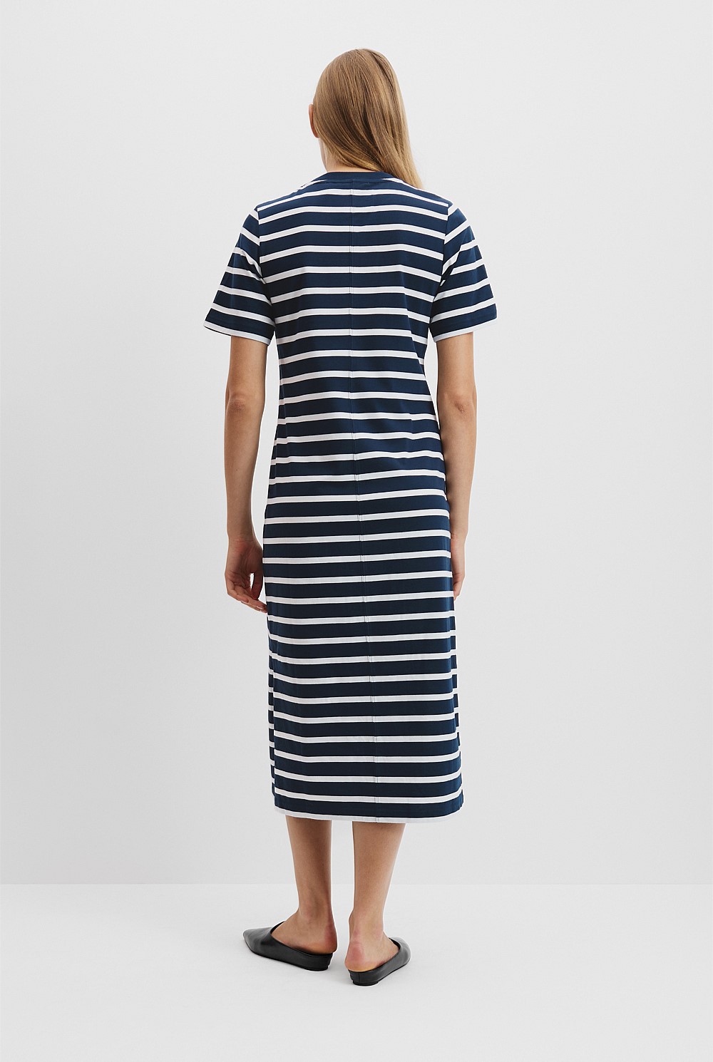 Australian Cotton Stripe Midi T-Shirt Dress
