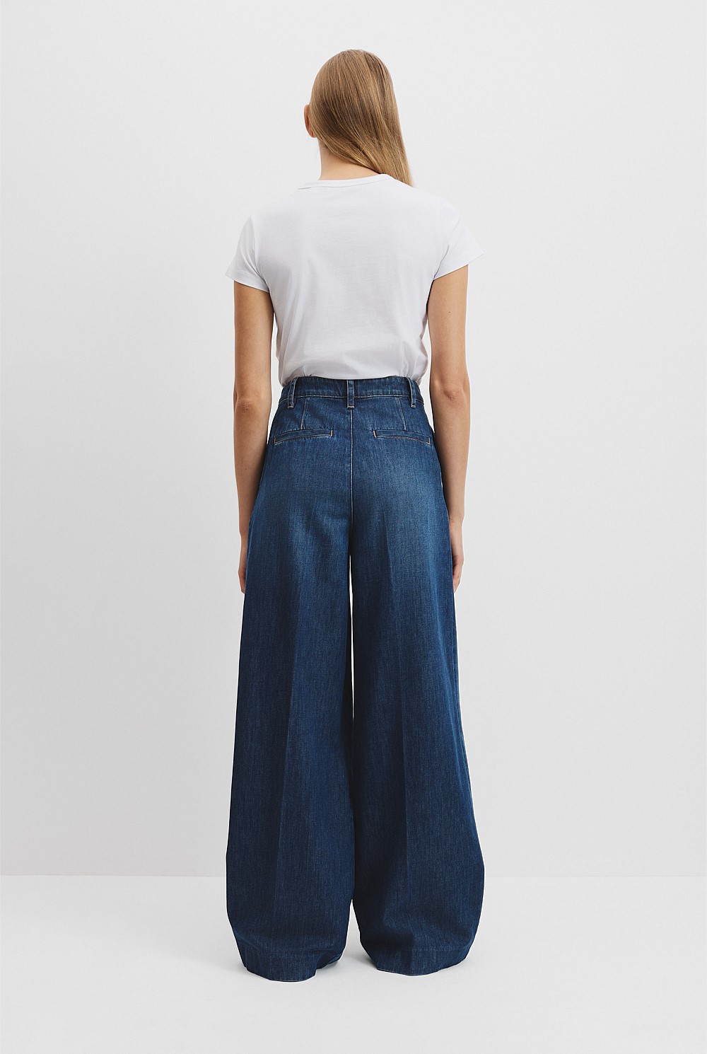 Pleated Denim Trouser