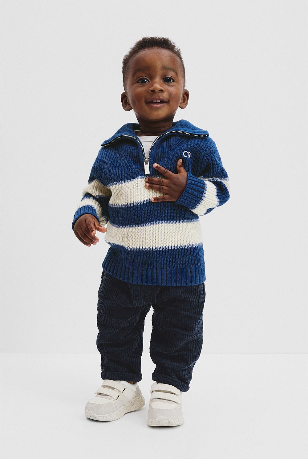 Organically Grown Cotton Blend Stripe Zip Knit