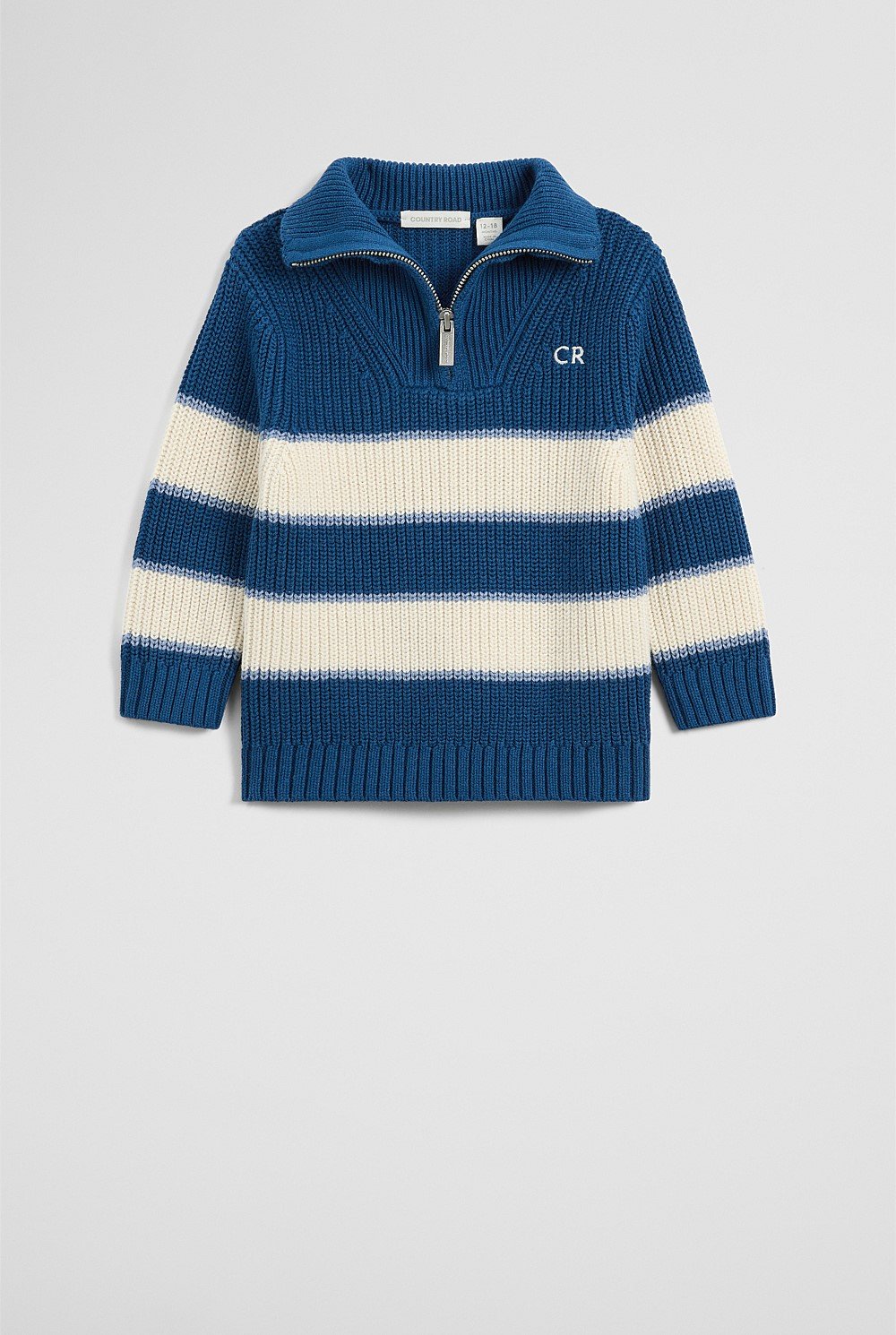 Organically Grown Cotton Blend Stripe Zip Knit