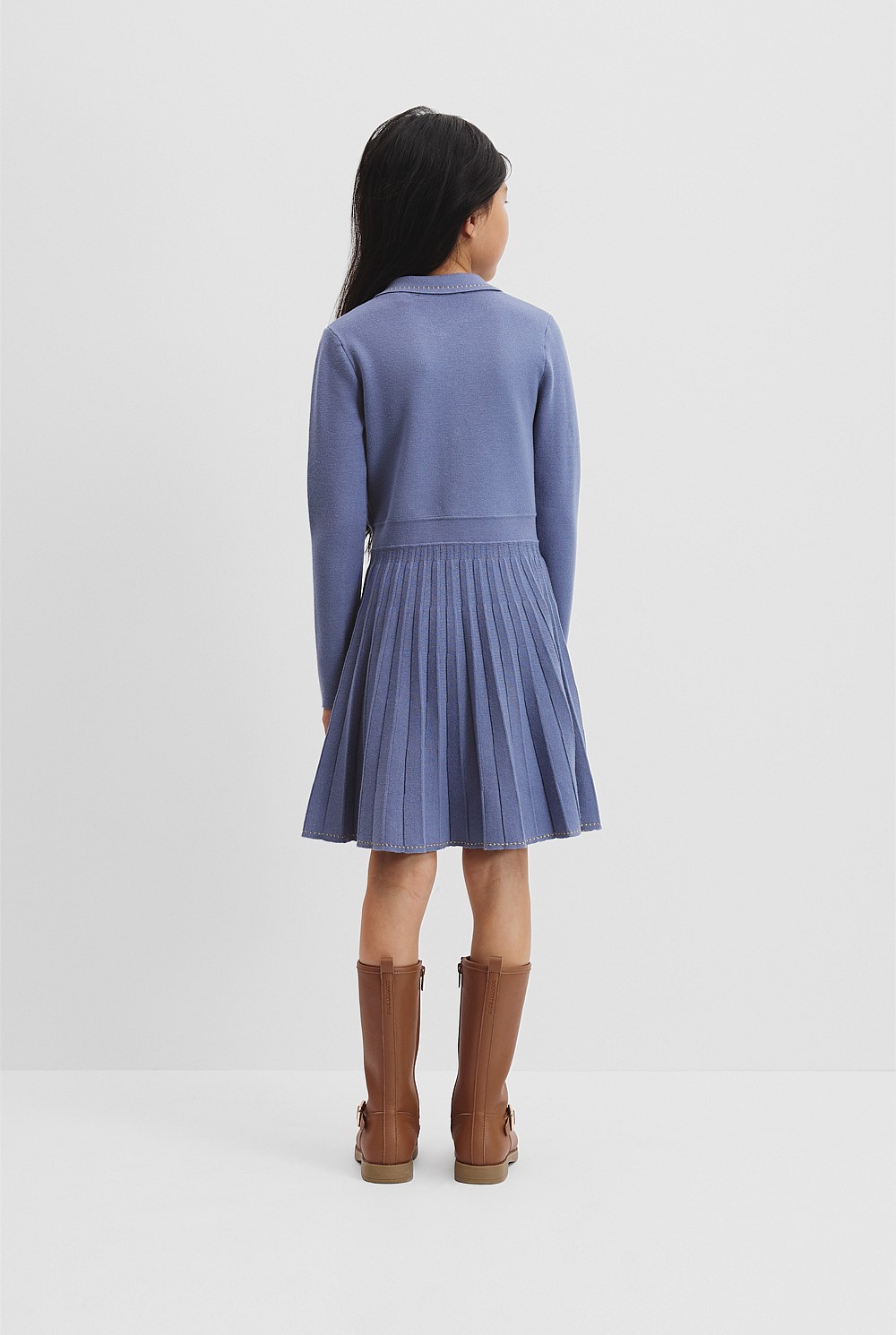 Metallic Collared Knit Dress