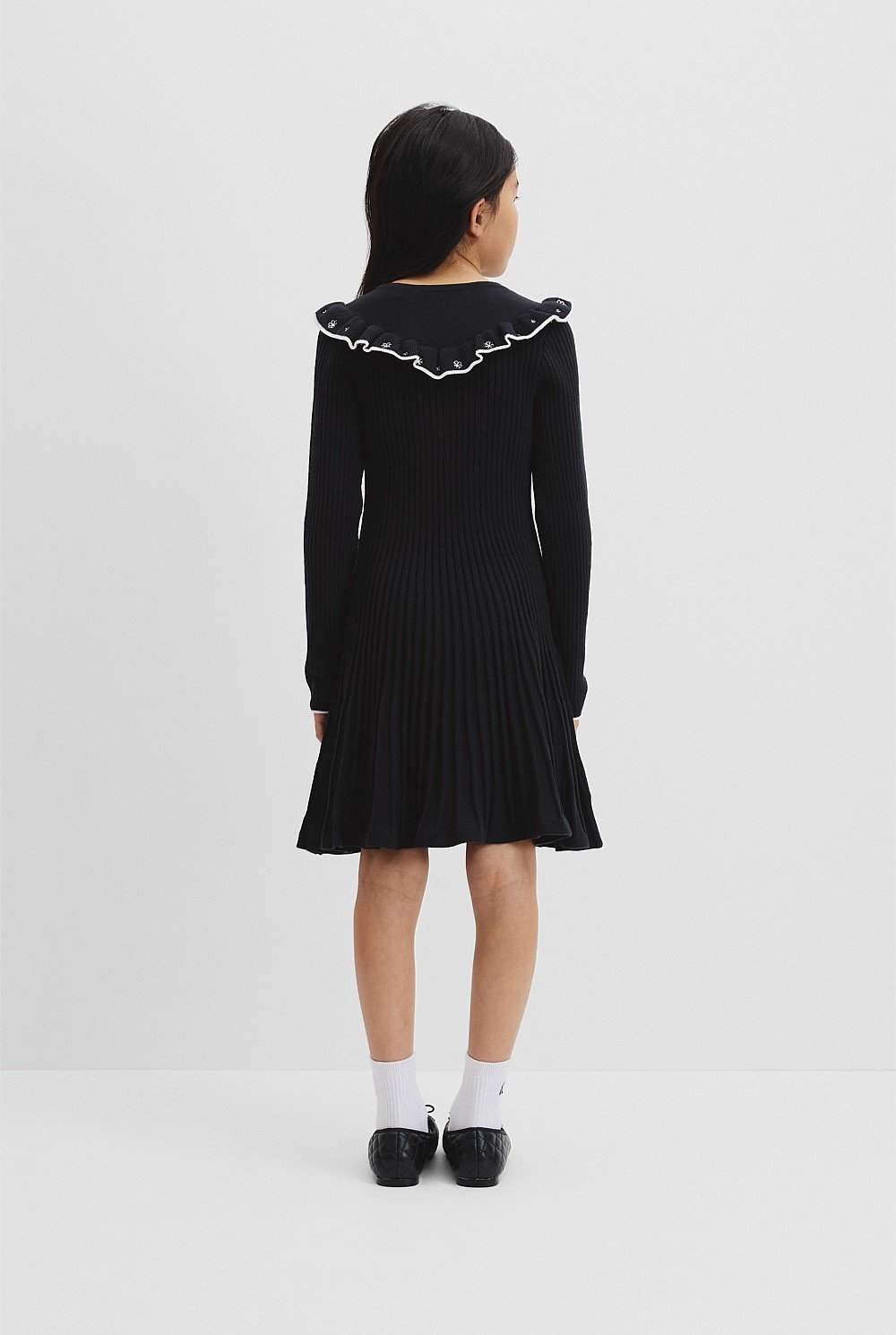 Organically Grown Cotton Blend Embroidered Knit Dress