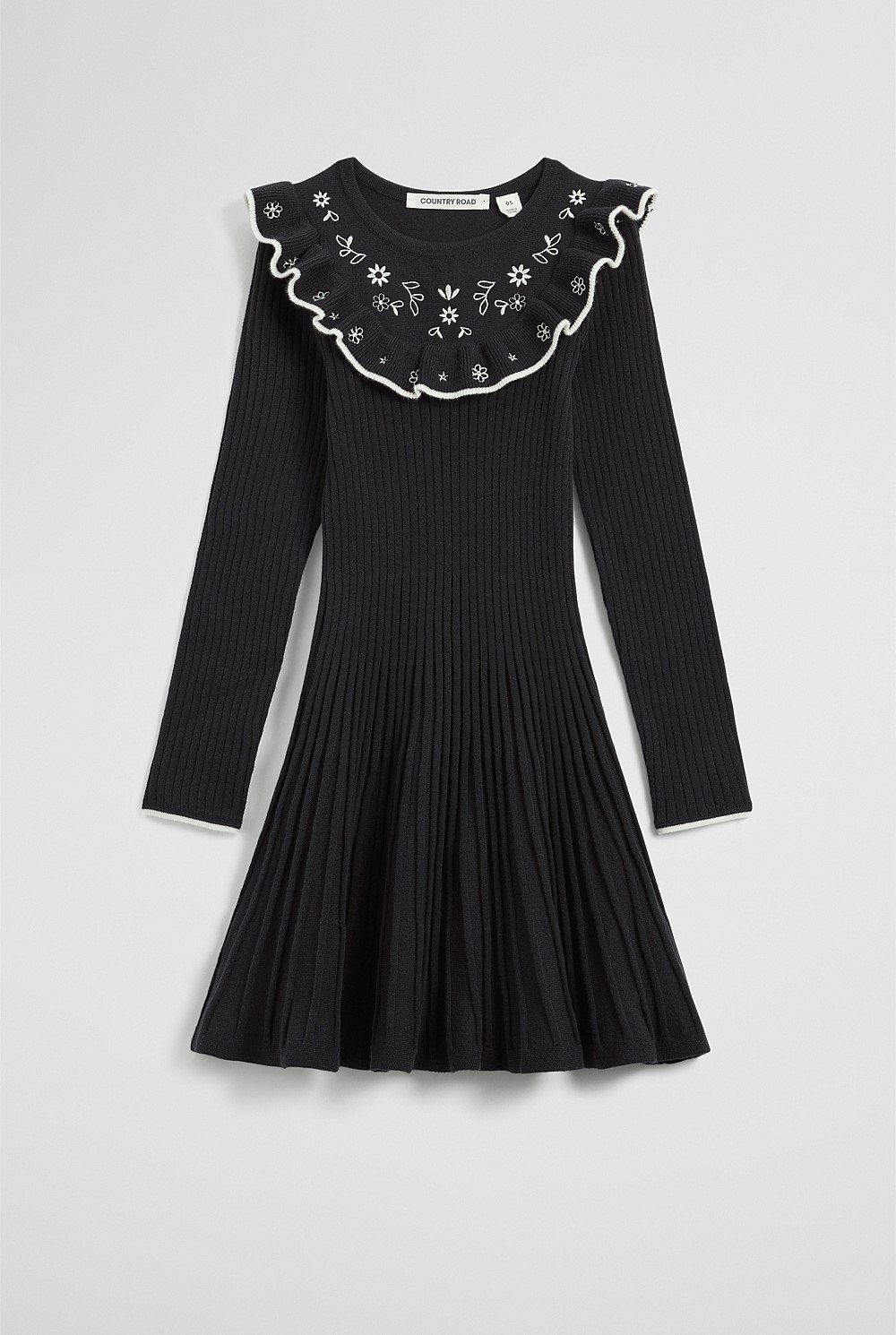 Organically Grown Cotton Blend Embroidered Knit Dress