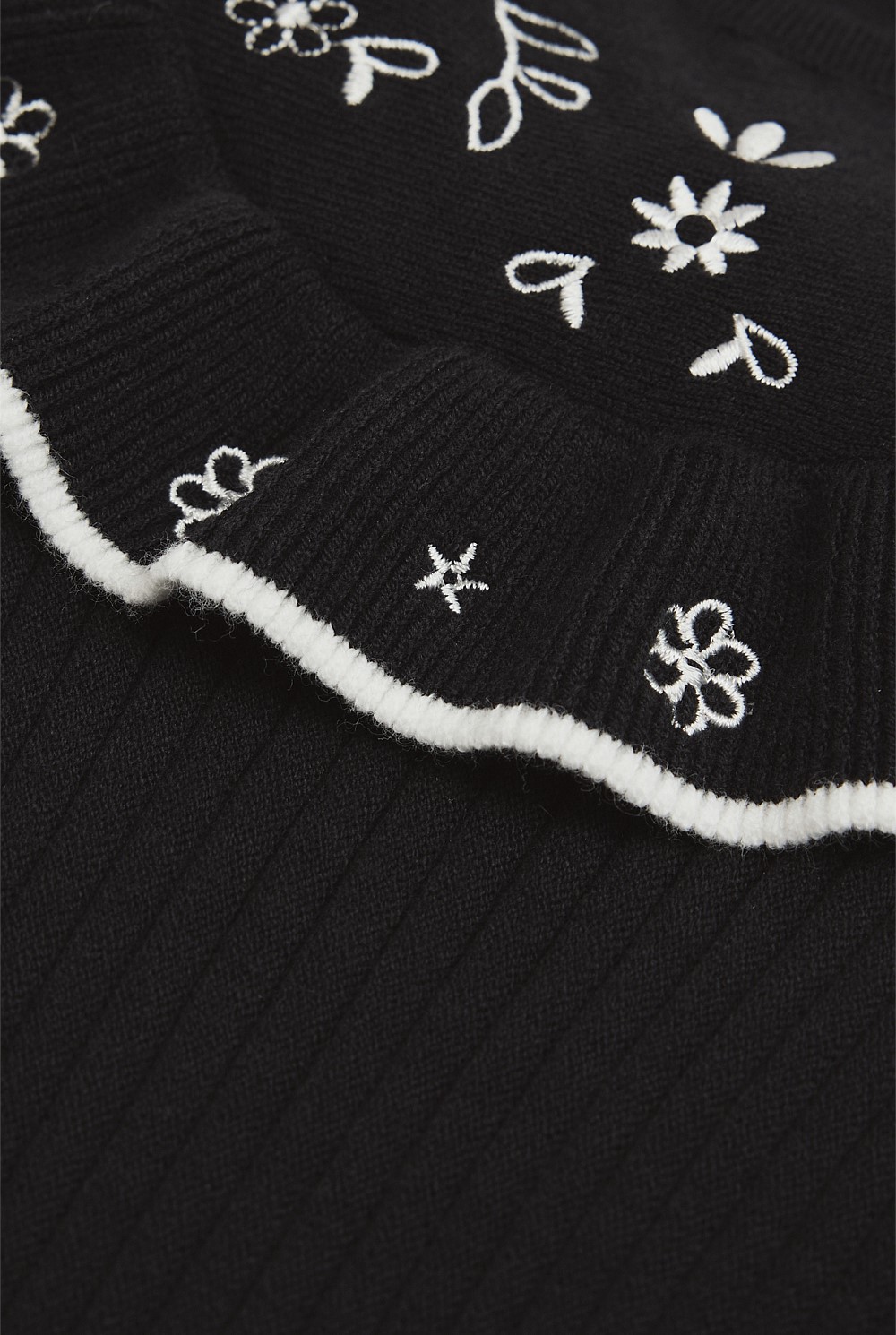 Organically Grown Cotton Blend Embroidered Knit Dress