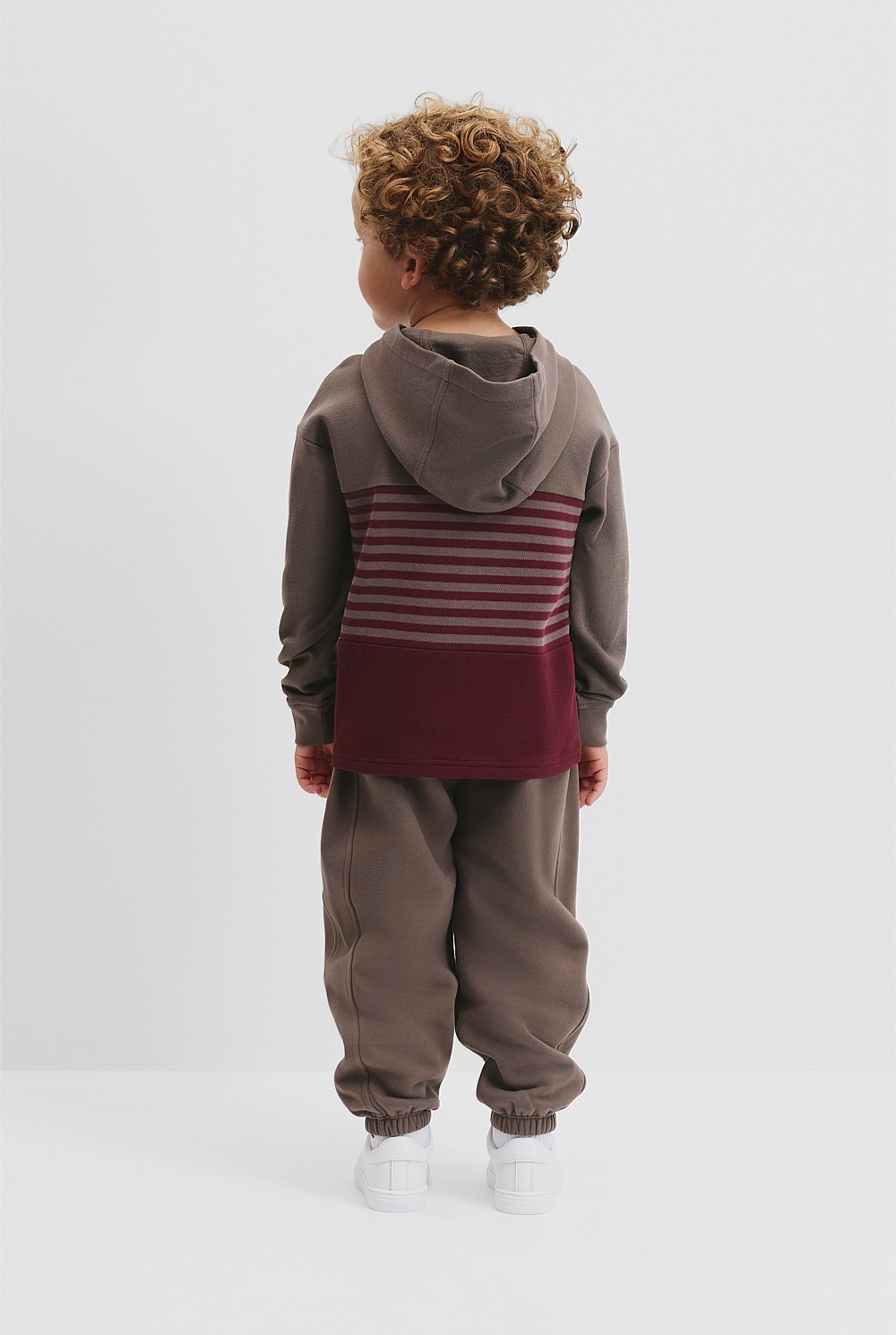 Organically Grown Cotton Hooded Block Stripe T-Shirt