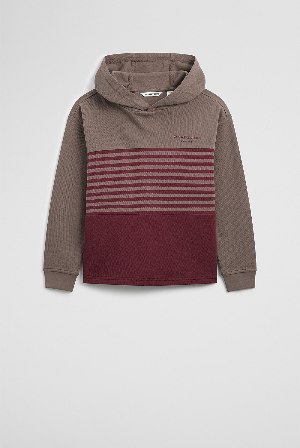 Organically Grown Cotton Hooded Block Stripe T-Shirt