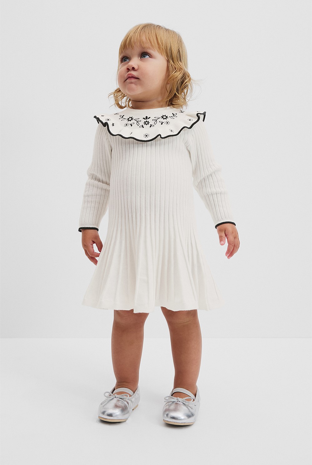 Organically Grown Cotton Embroidered Knit Dress