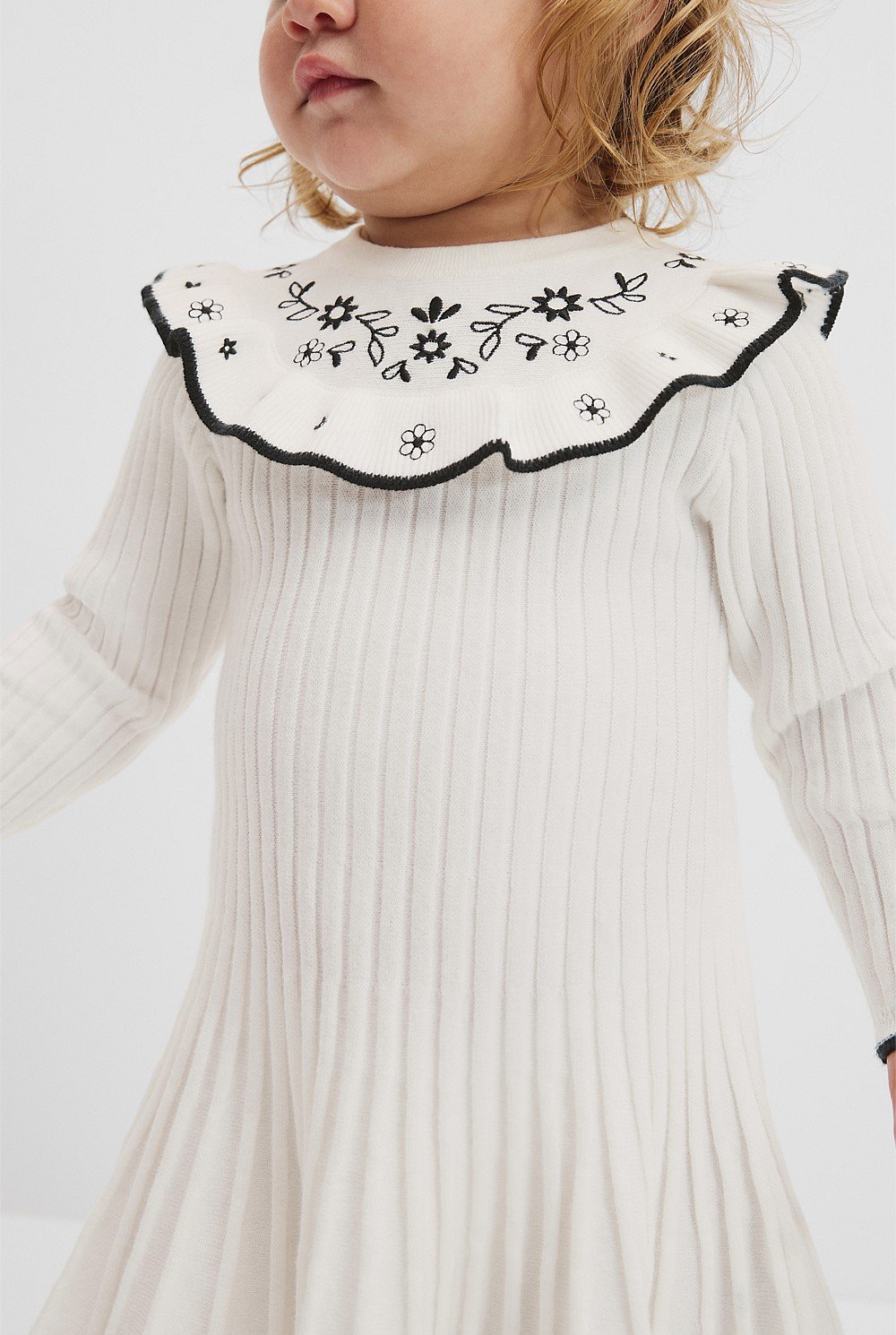 Organically Grown Cotton Embroidered Knit Dress