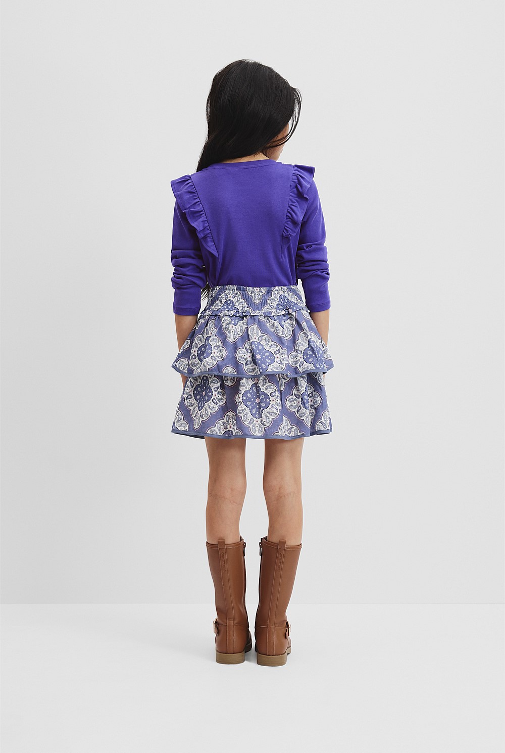 Organically Grown Cotton Paisley Flounce Skirt