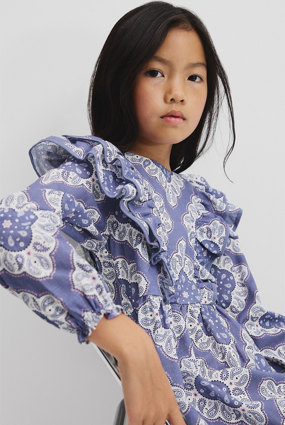 Organically Grown Cotton Paisley Frill Dress