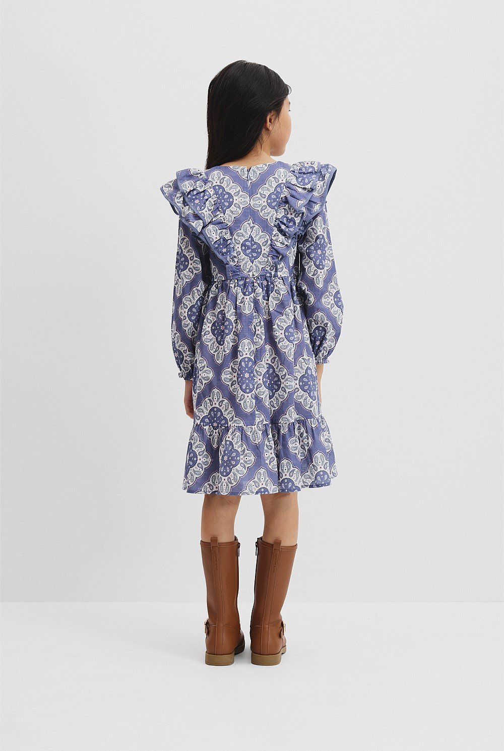 Organically Grown Cotton Paisley Frill Dress