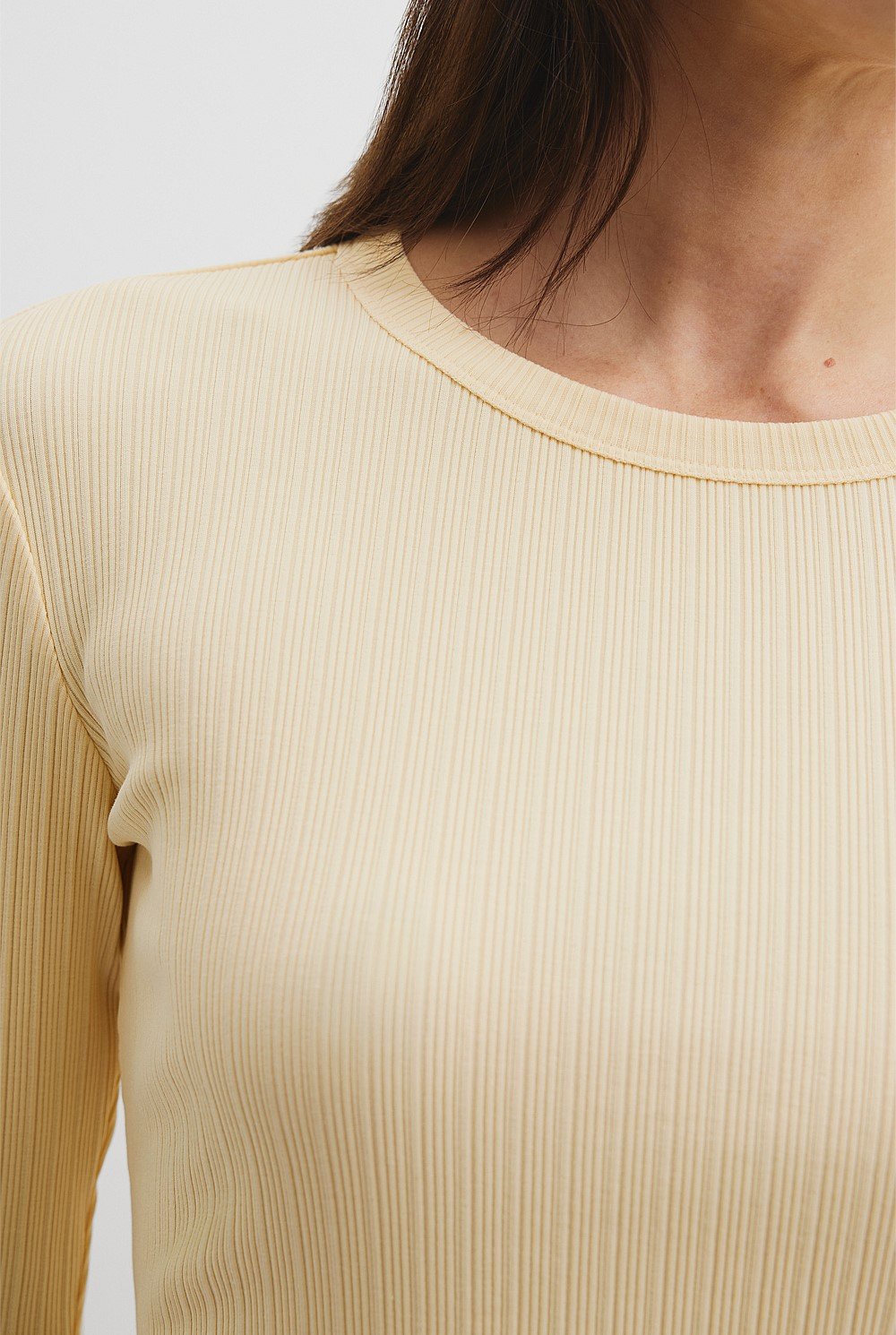 Australian Cotton Long Sleeve Fitted Rib Top