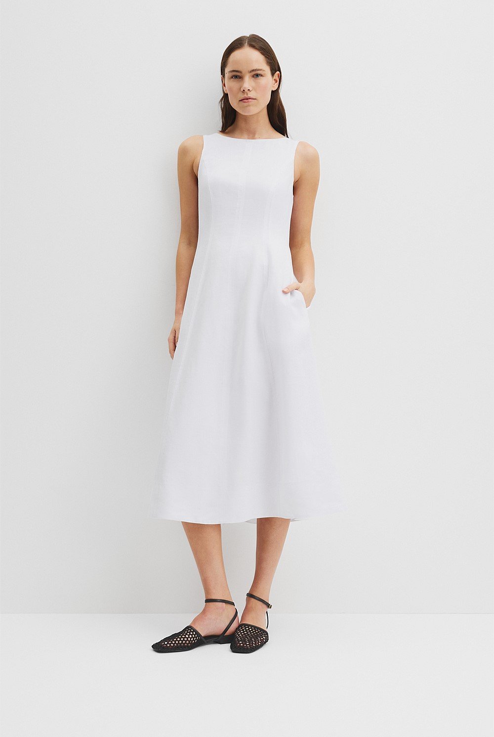 Organically Grown Linen Fit-and-Flare Dress