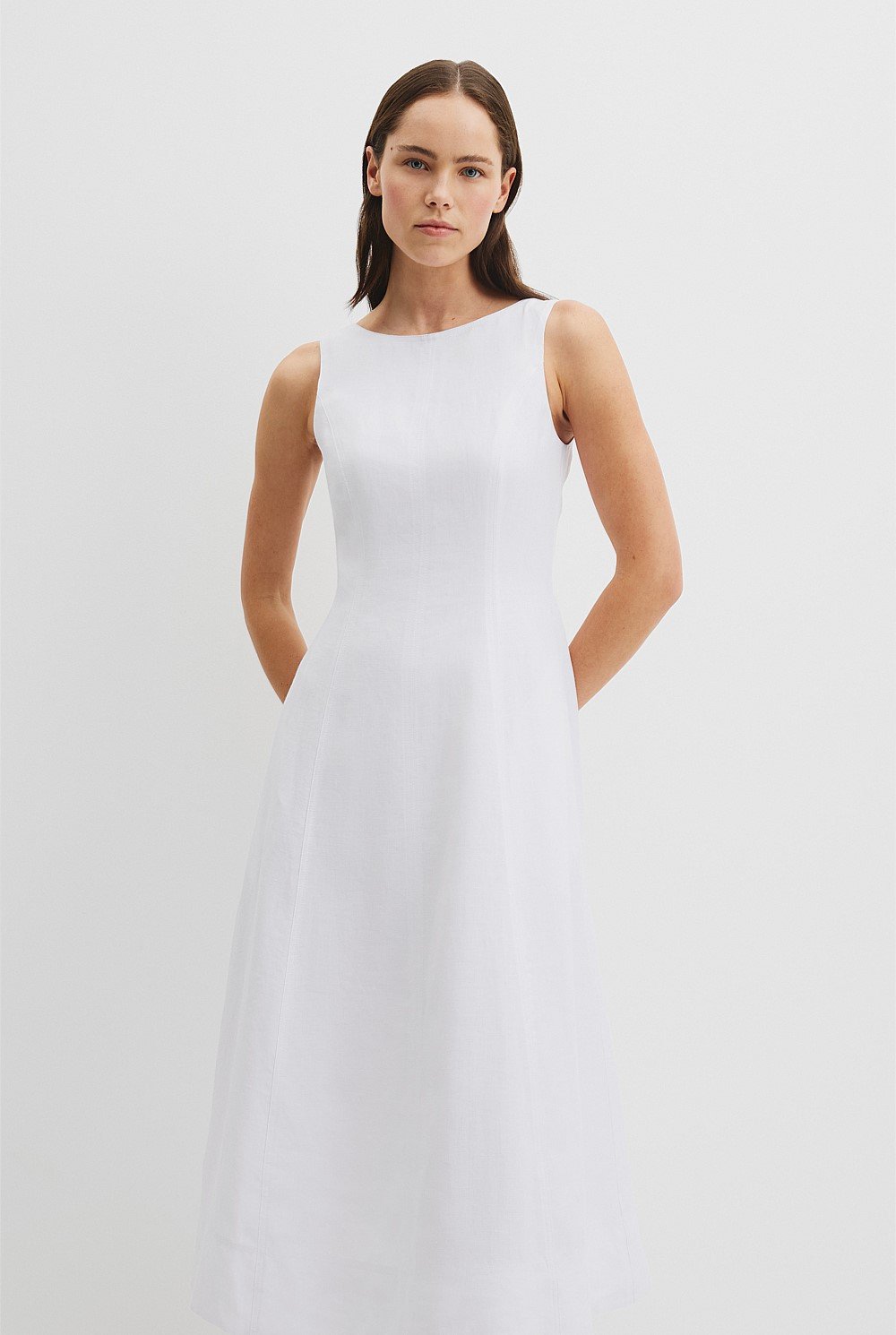 Organically Grown Linen Fit-and-Flare Dress