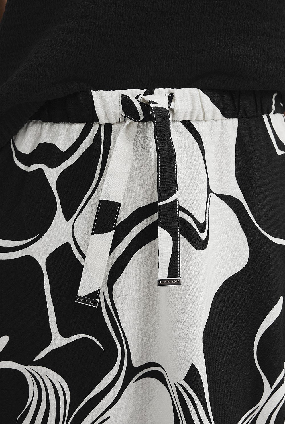Organically Grown Linen Printed Column Skirt