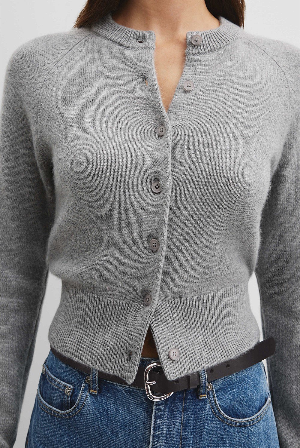 Organically Grown Cotton Cashmere Crew Neck Cardigan