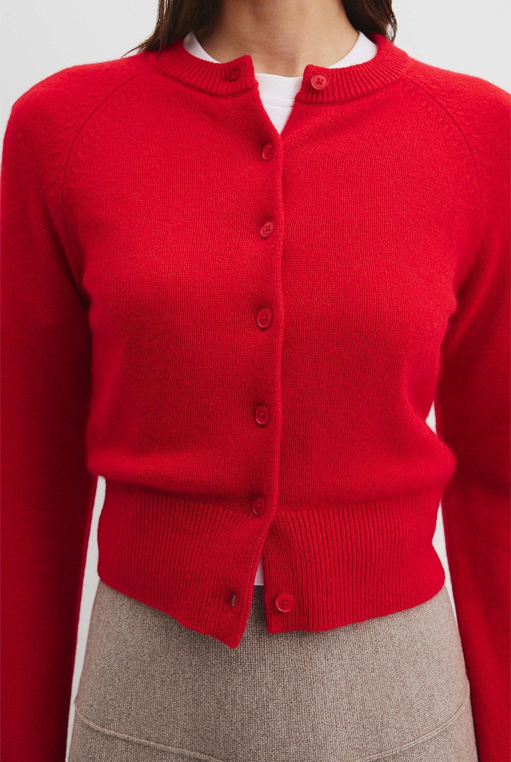 Organically Grown Cotton Cashmere Crew Neck Cardigan