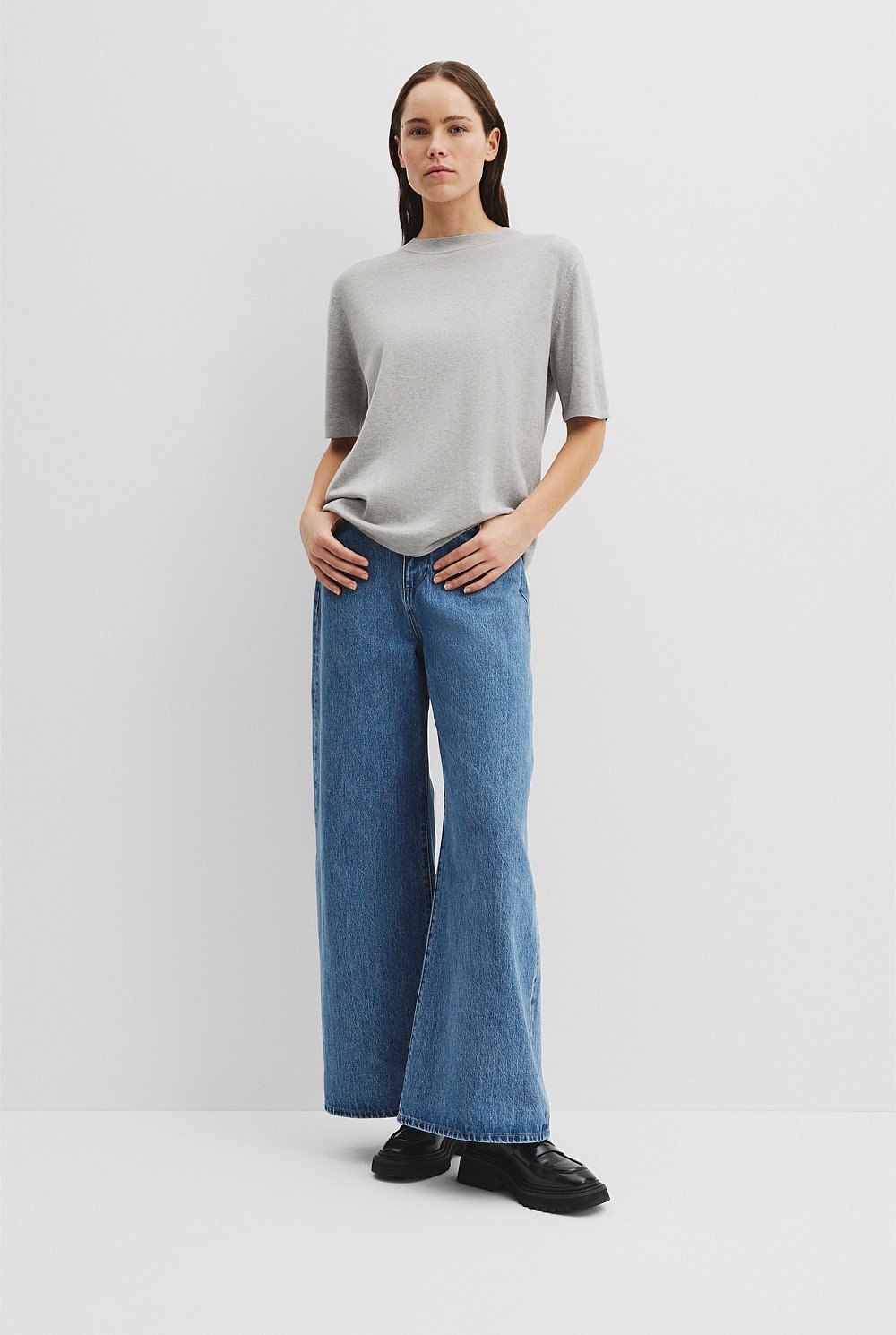 Organically Grown Cotton Cashmere Blend Knit T-Shirt