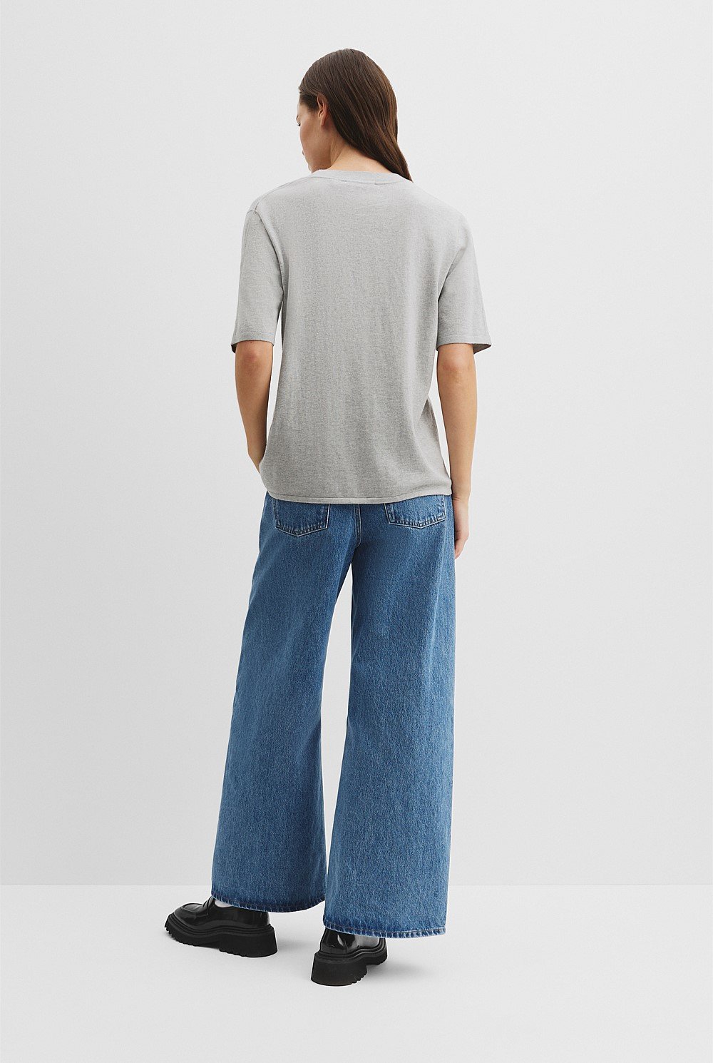 Organically Grown Cotton Cashmere Blend Knit T-Shirt