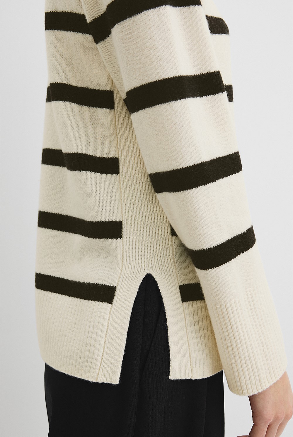 Merino Wool Stripe Longline Knit