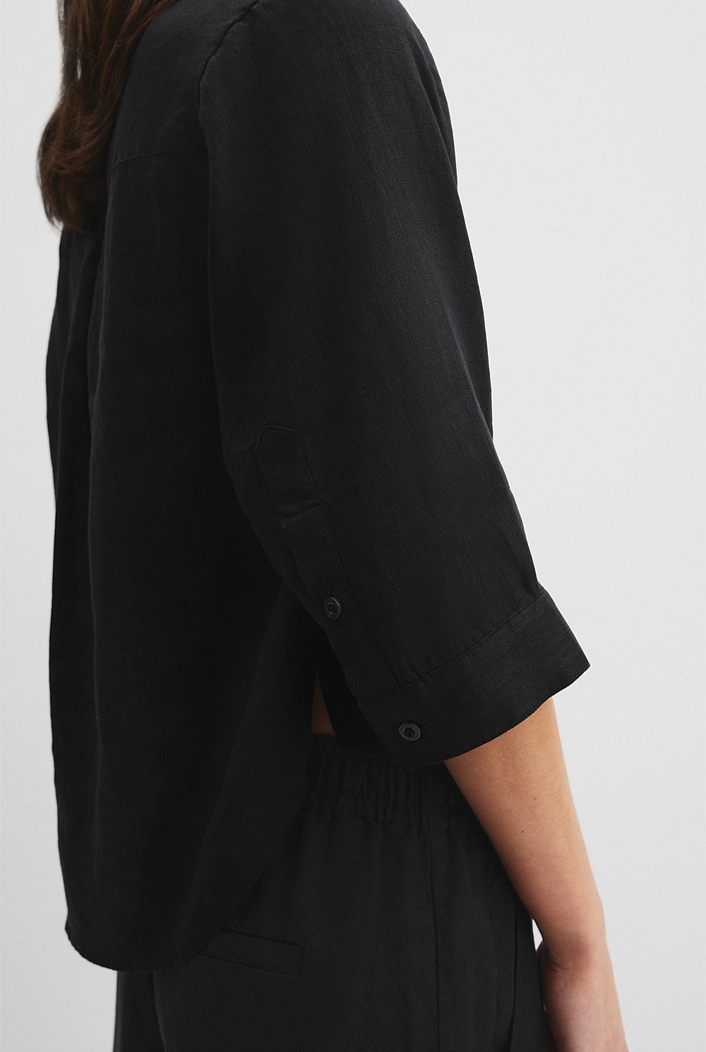 Organically Grown Cotton Crop Sleeve Linen Shirt