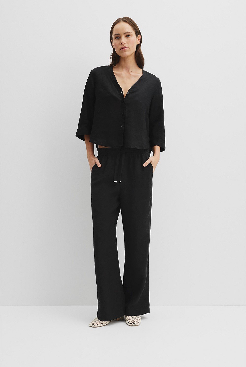 Organically Grown Cotton Crop Sleeve Linen Shirt