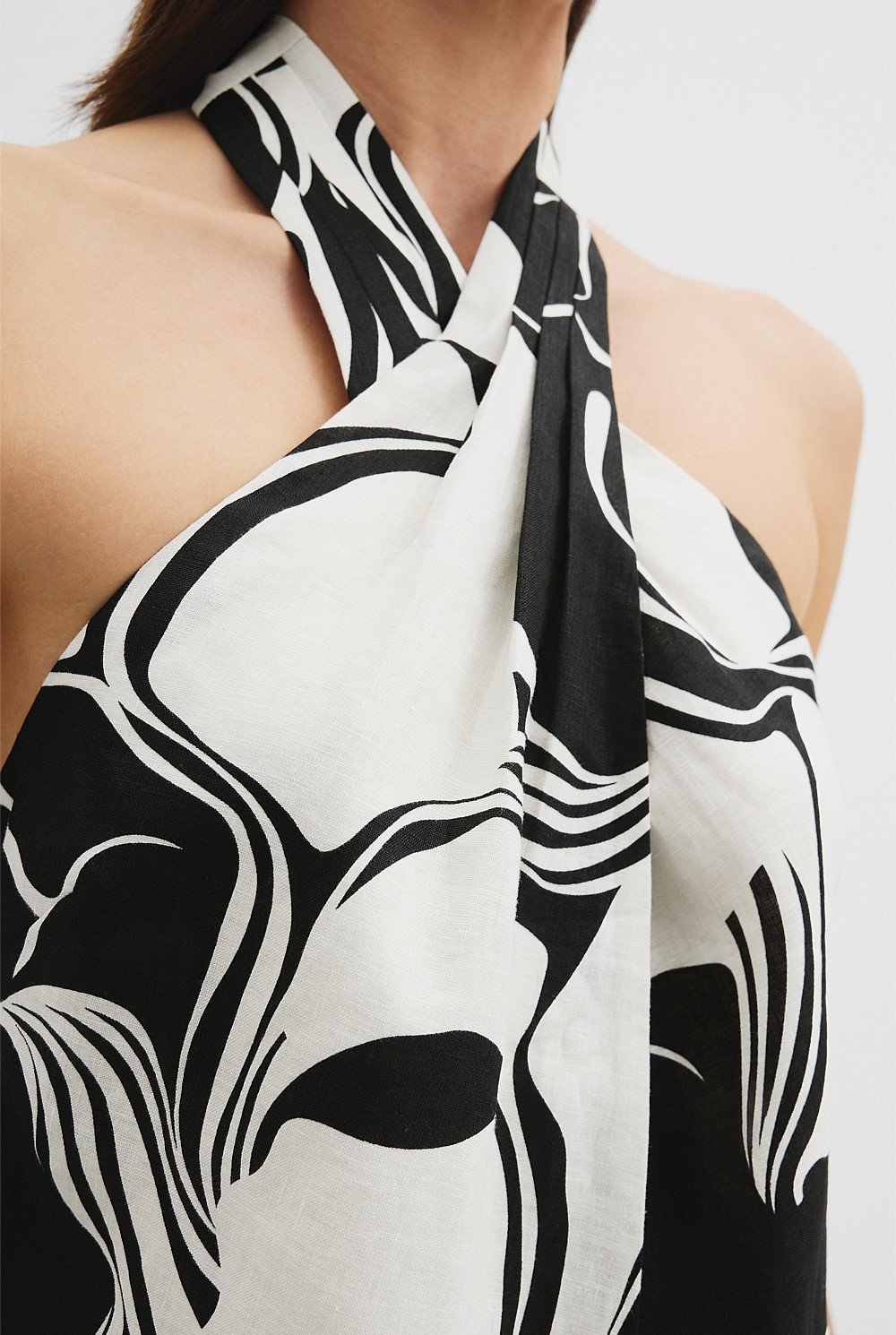 Organically Grown Linen Print Halter Top