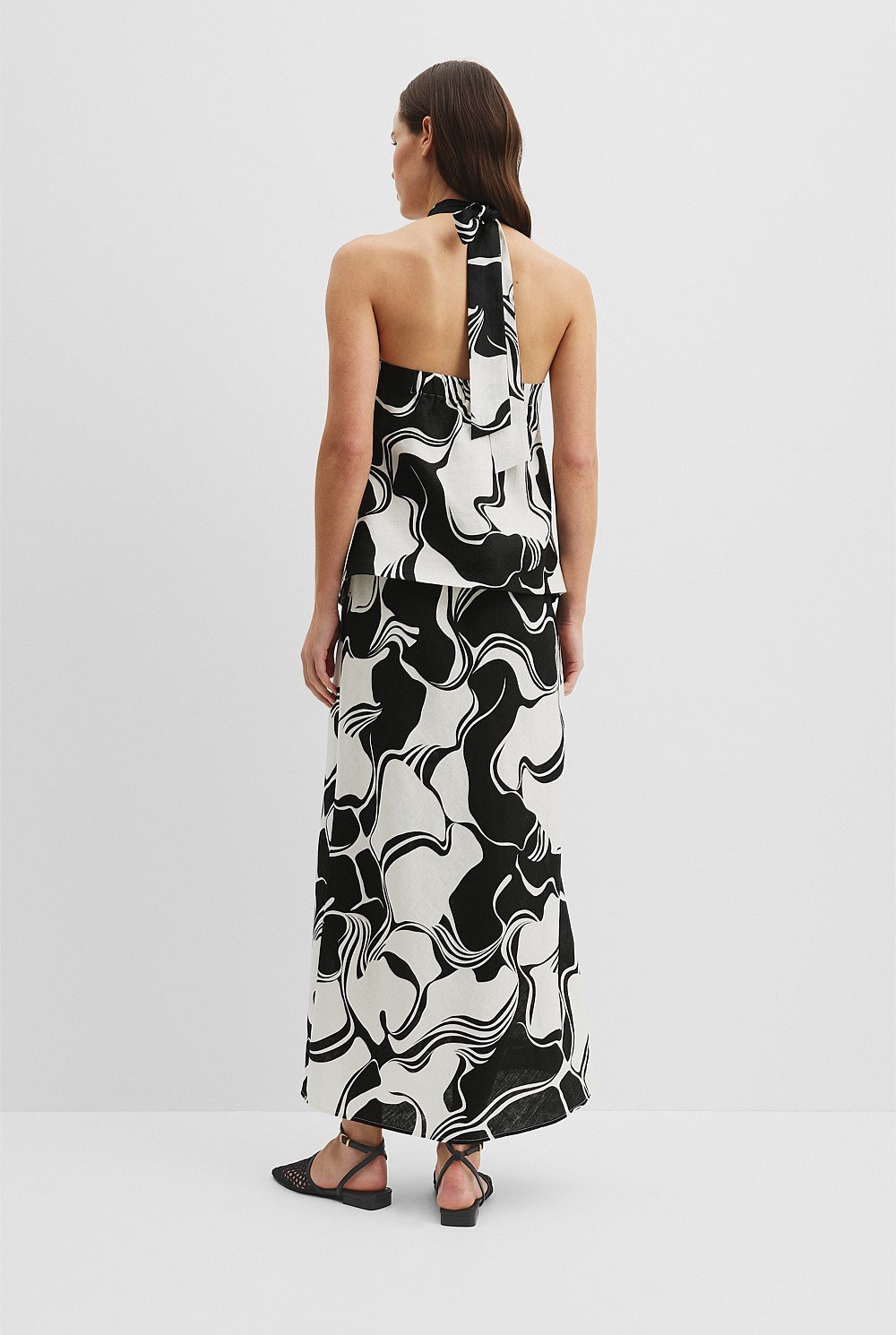 Organically Grown Linen Print Halter Top