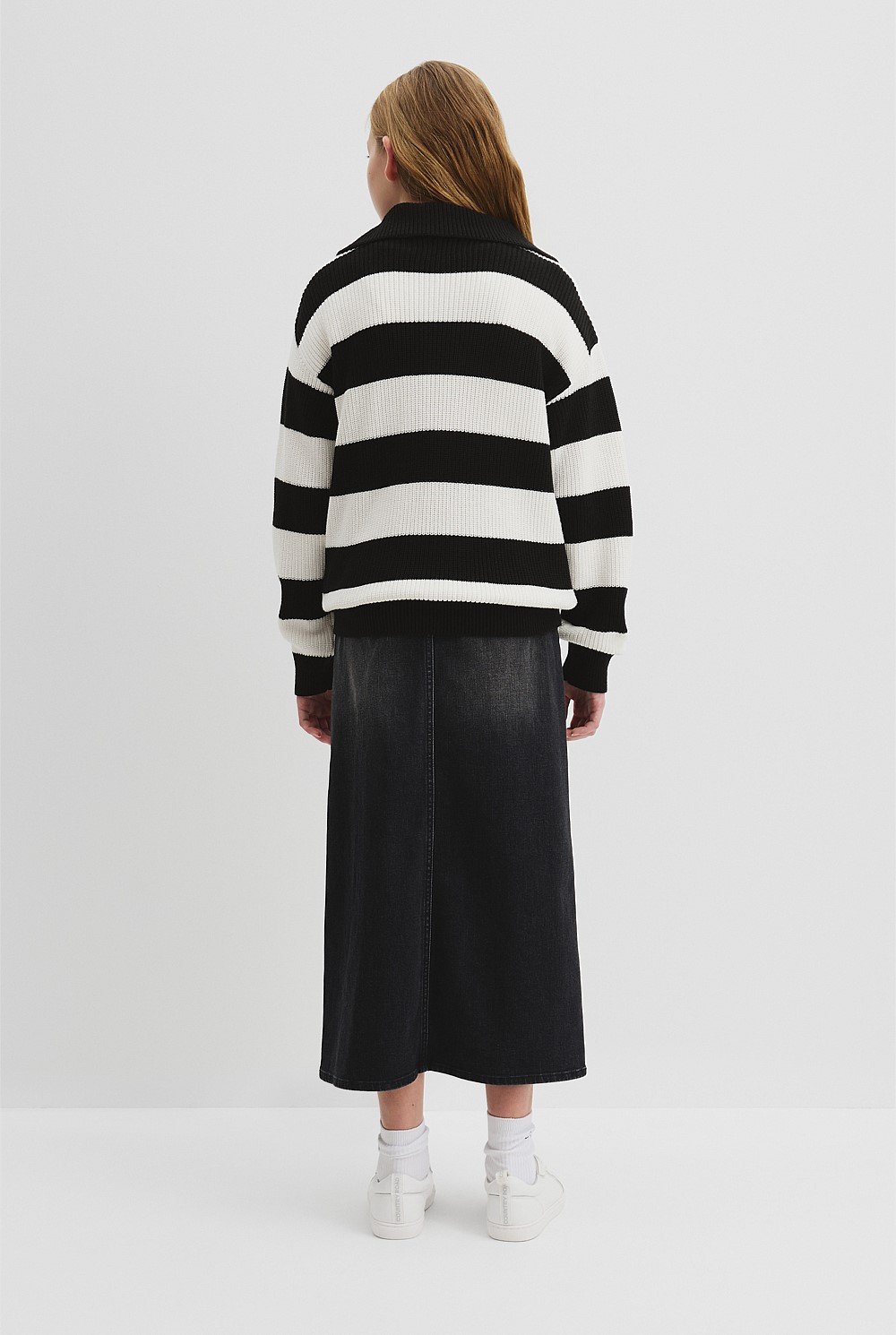 Teen Half Zip Stripe Knit