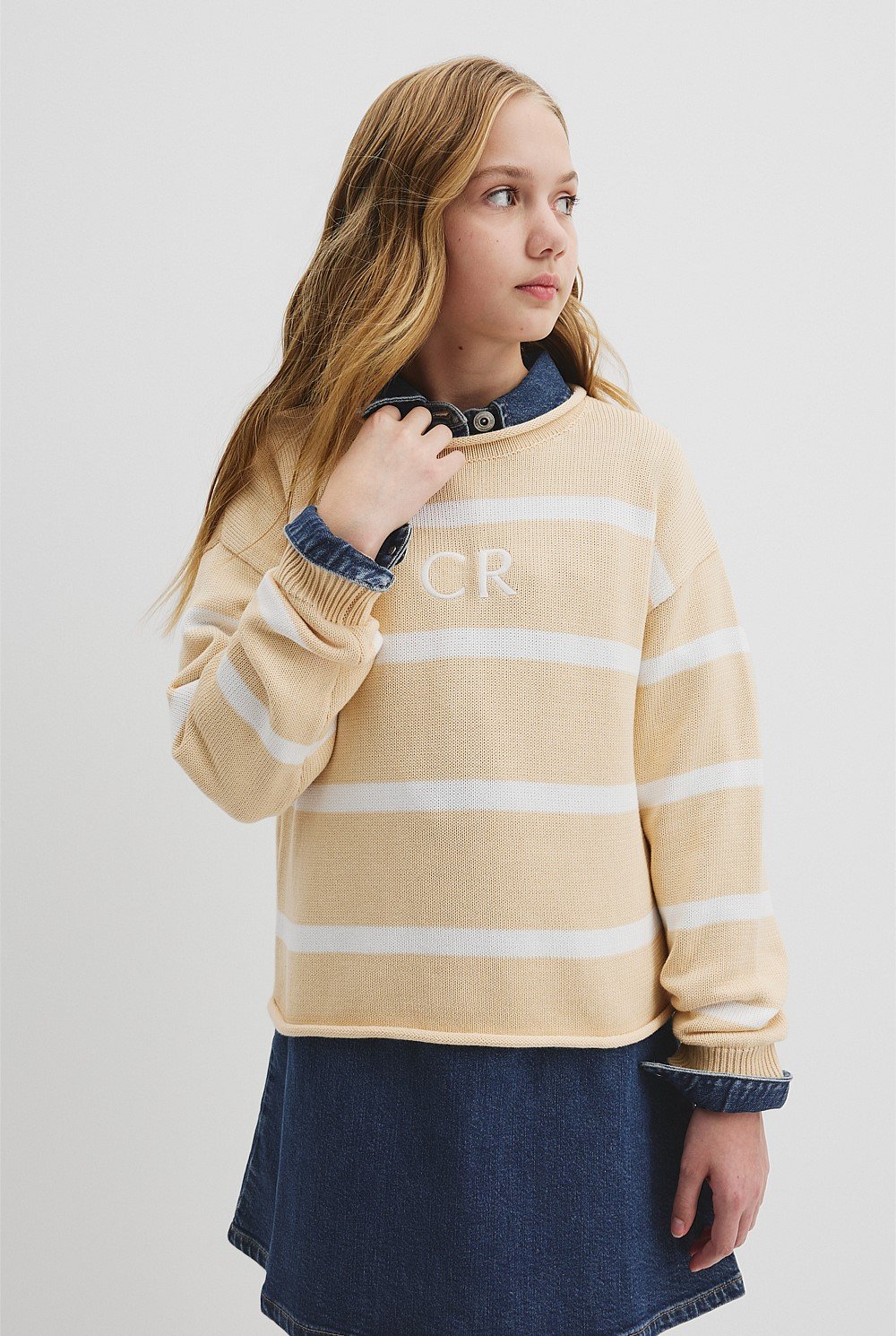 Teen Organically Grown Cotton Embroidered Logo Knit
