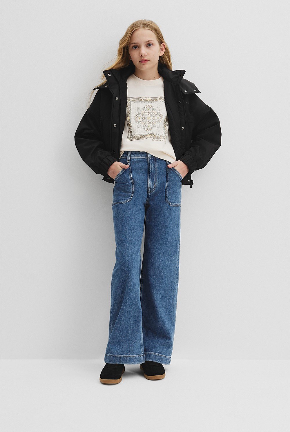 Teen Recycled Cotton Blend Scarf Print T-Shirt